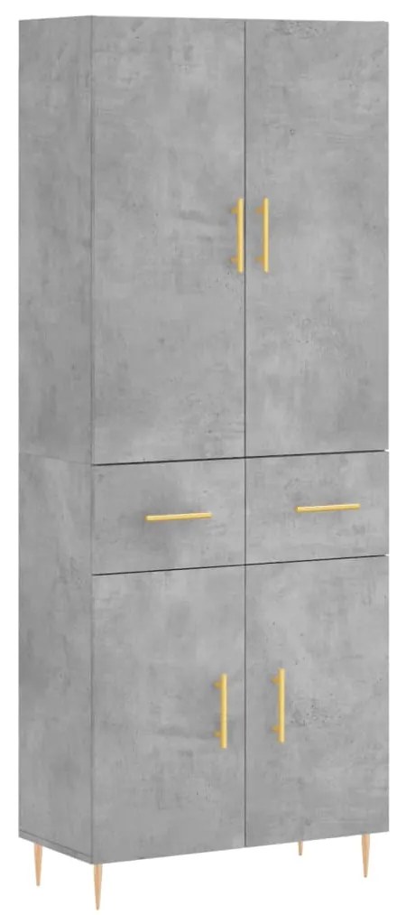 Credenza Grigio Cemento 69,5x34x180 cm in Legno Multistrato