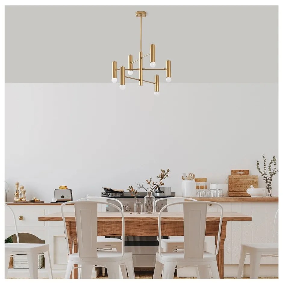 Lampadario dorato con paralume in metallo Gharib – Opviq lights