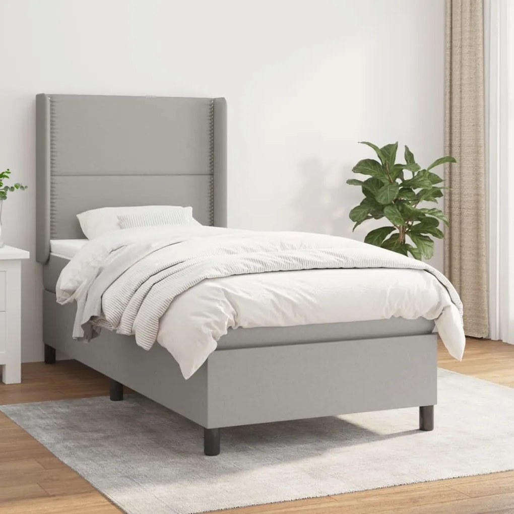 Giroletto A Molle Con Materasso Grigio Chiaro100x200 Cm Tessuto /