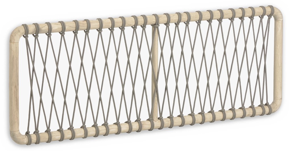 Kave Home - Testiera Aberash in massello di mindi e corda grigia per letto da 160 cm