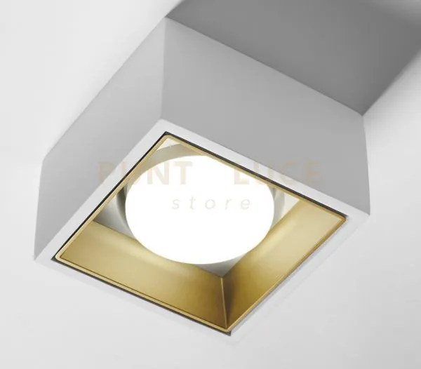 Nasso soffitto 1 luce  attacco gx53 quadrata ottone in gesso e allu...