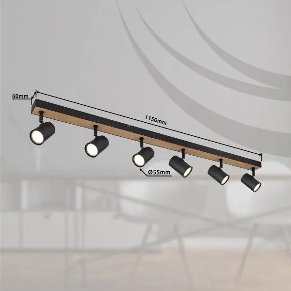 Globo 57911-6DBW - Faretto ROBBY 6xGU10/35W/230V nero/marrone