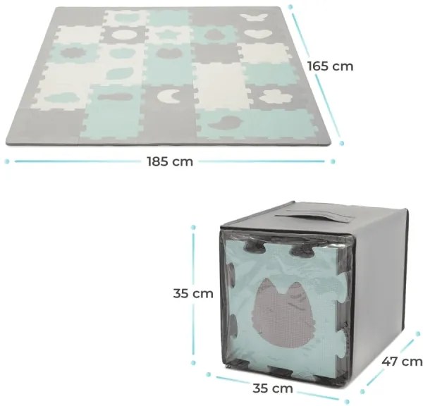 KINDERKRAFT select - Puzzle in schiuma LUNO 30 pezzi grigio/menta