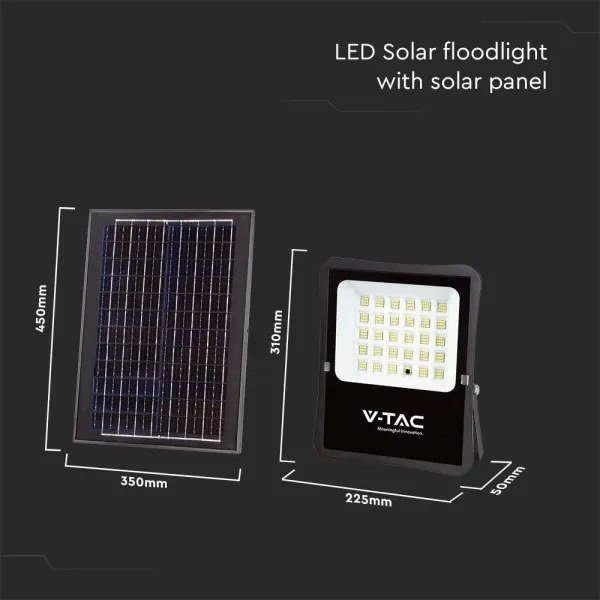 Faro solare LED esterno 20W 3,2V 6400K IP65