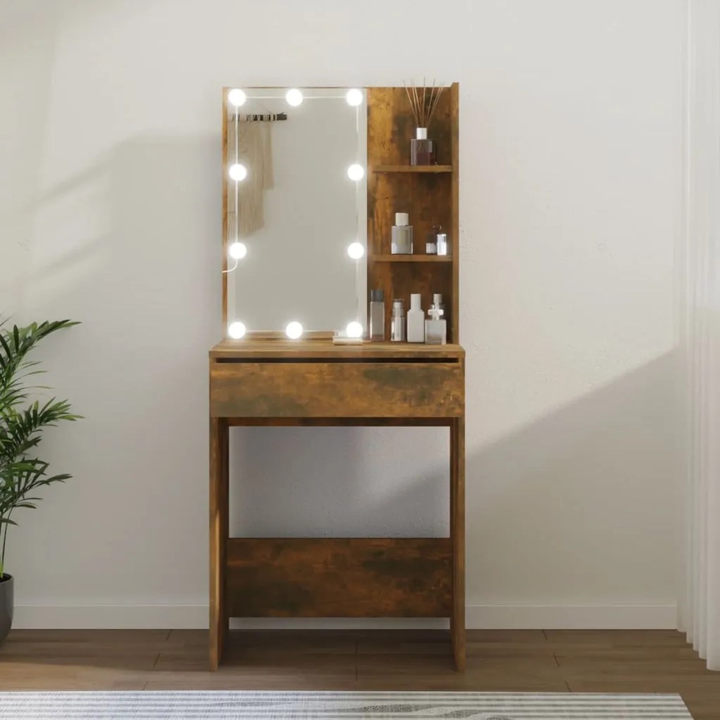 Toeletta Con Led Rovere Fumo 60x40x140 Cm /