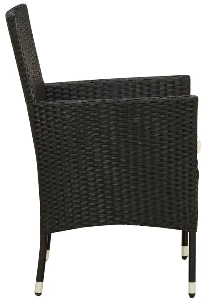 Set mobili da giardino 9 pz con cuscini in polyrattan nero