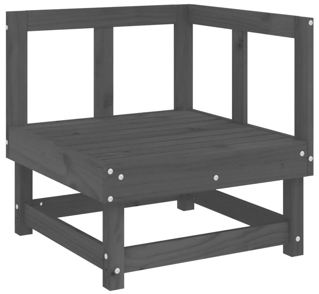 Set Salotto da Giardino 10 pz Grigio in Legno Massello di Pino