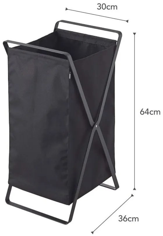 Cestino pieghevole nero per la lavanderia Tower - YAMAZAKI