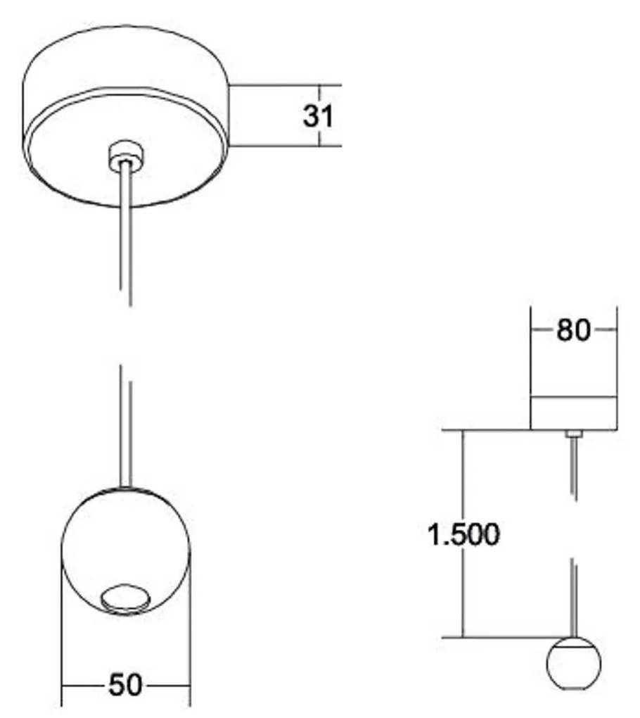 Lampada LED a sospensione BRUMBERG Ball, alluminio, nero/cromo