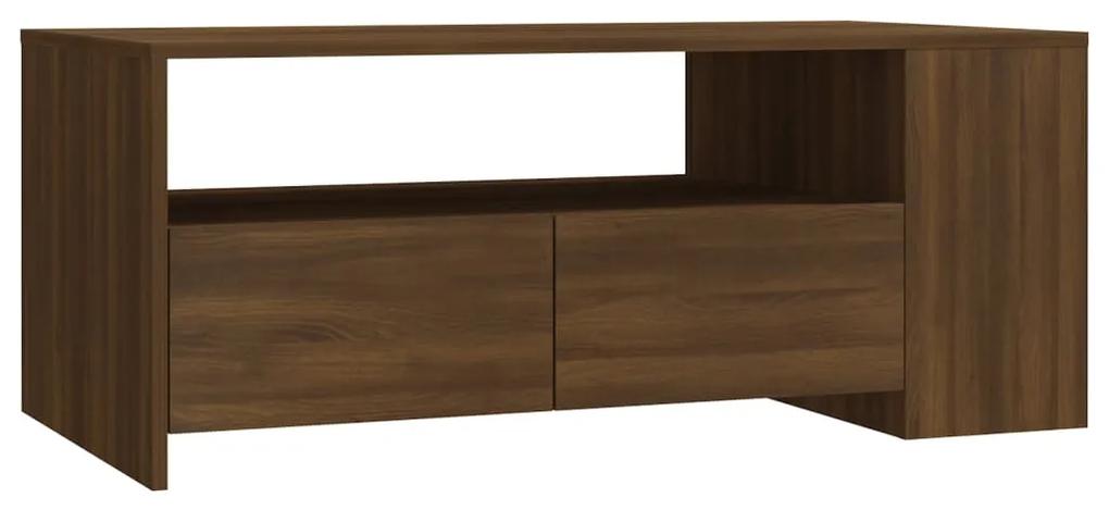 Tavolino salotto rovere marrone 102x55x42 cm legno multistrato