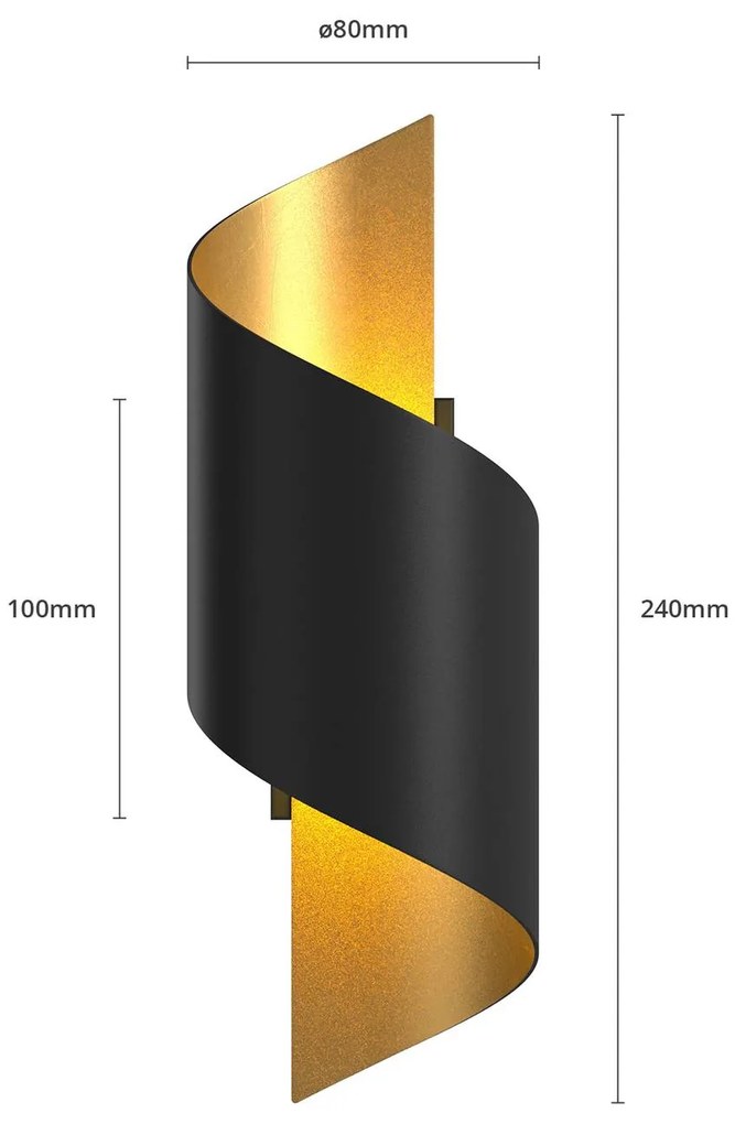Applique Lindby Desirio, set di 3, nero, color oro, G9