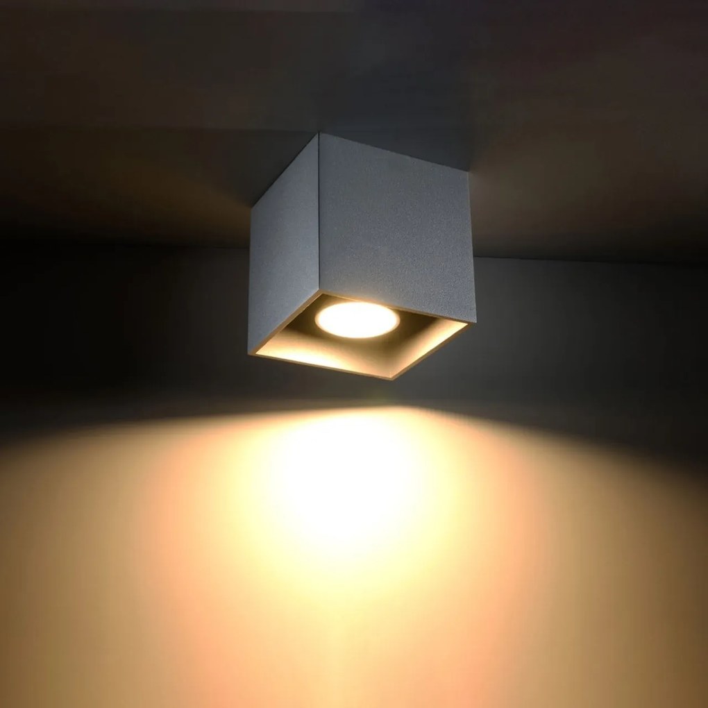 Plafoniera da Soffitto in Alluminio QUAD 1 GU10 Grigia da Interno