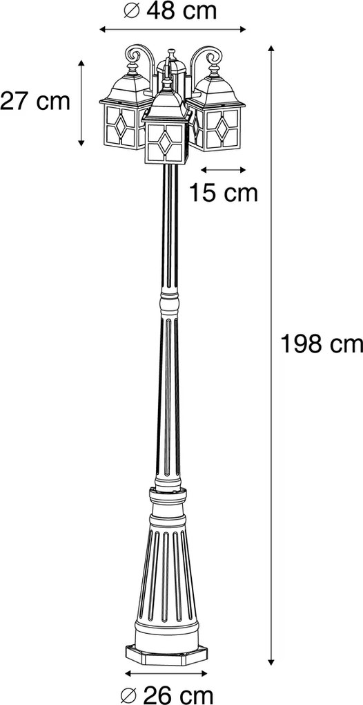 Lanterna da esterno classica oro antico con vetro trasparente 198cm IP44 - London