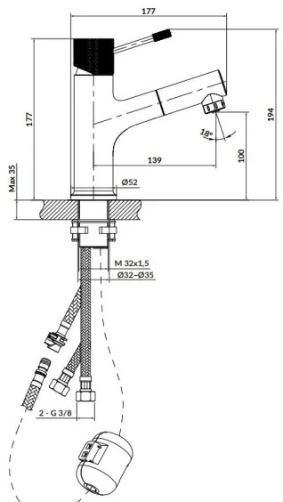 Cersanit S951-594 - Rubinetto del lavandino ZEN 19,4 cm cromo lucido