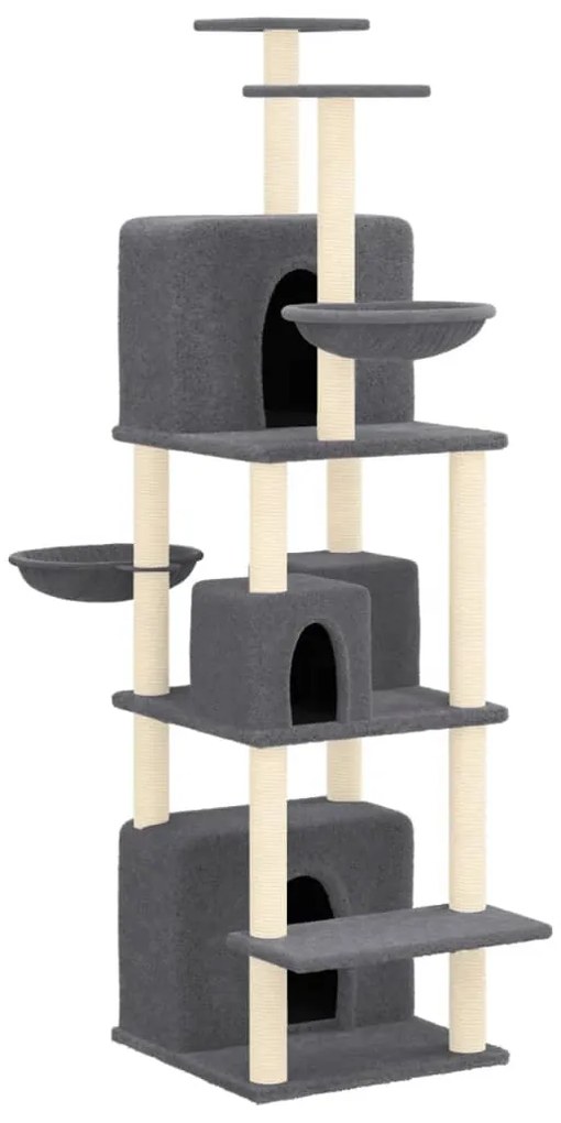 Albero per gatti con tiragraffi in sisal grigio scuro 180 cm