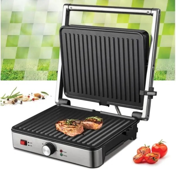 Heinner HEG-K2000SS - Grill a contatto 2000W/230V cromo opaco/nero