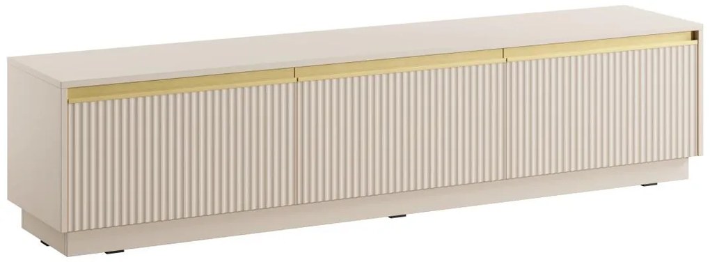 Mobile TV sospeso o da appoggio con 3 ante in MDF Beige e Dorato - POSINIA di Pascal MORABITO