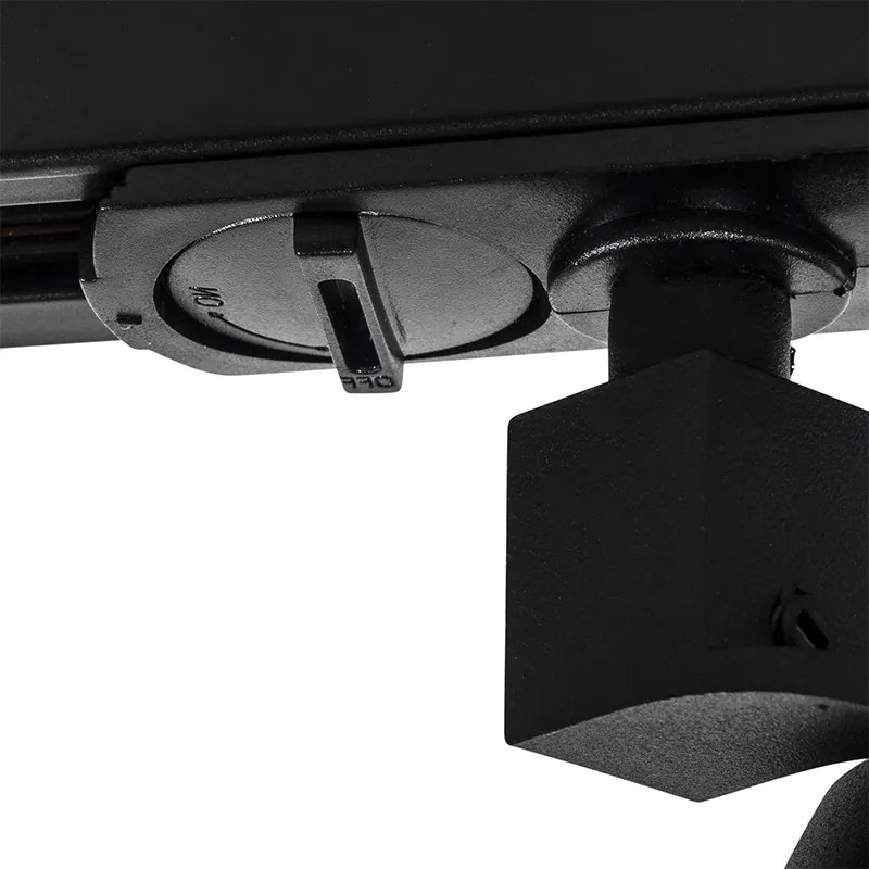 Sistema di illuminazione a binario moderno con 3 faretti neri monofase - Iconic Go