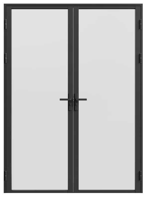 Blocco porta reversibile a due battenti 2xH204xL73cm in Alluminio e Vetro temperato smerigliato Nero - LOXTON