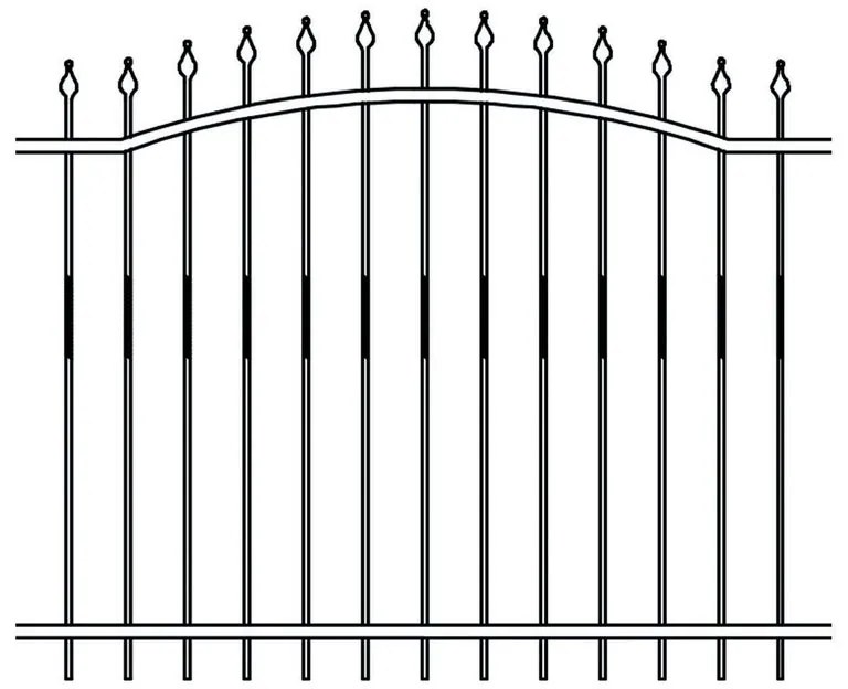 Recinzione palizzata ad arco in ferro zincato grigio L 200 x H 106 cm