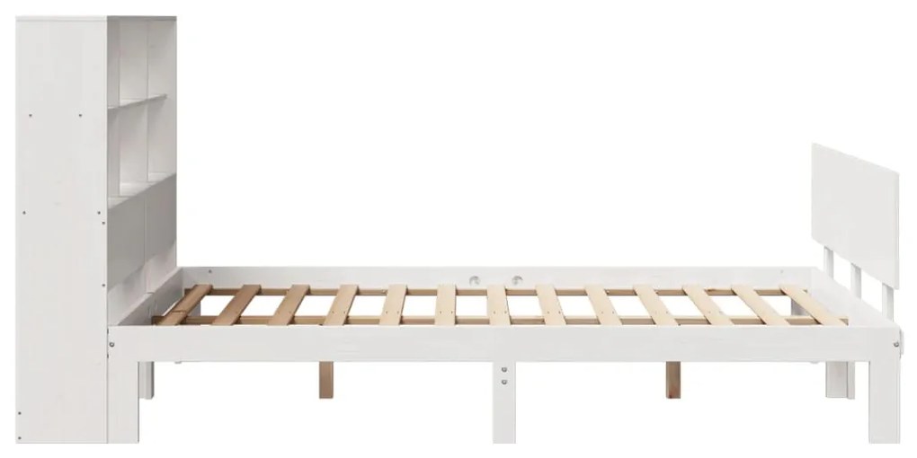 Letto libreria senza materasso bianco 140x190 cm legno di pino
