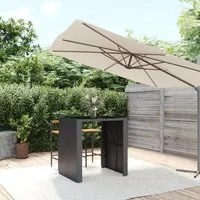 Tavolo Bar con Piano in Vetro Nero 105x80x110 cm Polyrattan 362594