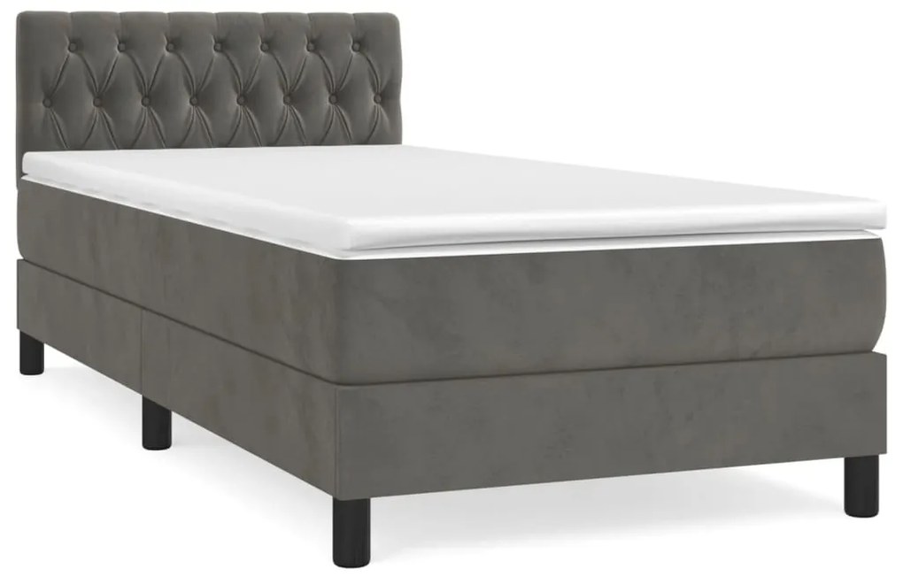 Giroletto a molle con materasso grigio scuro 90x200 cm velluto