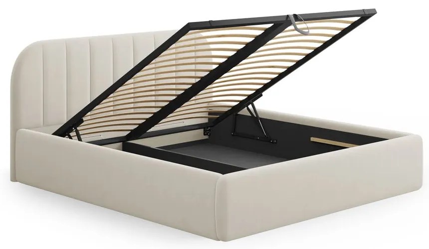 Letto matrimoniale imbottito beige con contenitore con rete inclusa 180x200 cm Juno – Windsor & Co Sofas