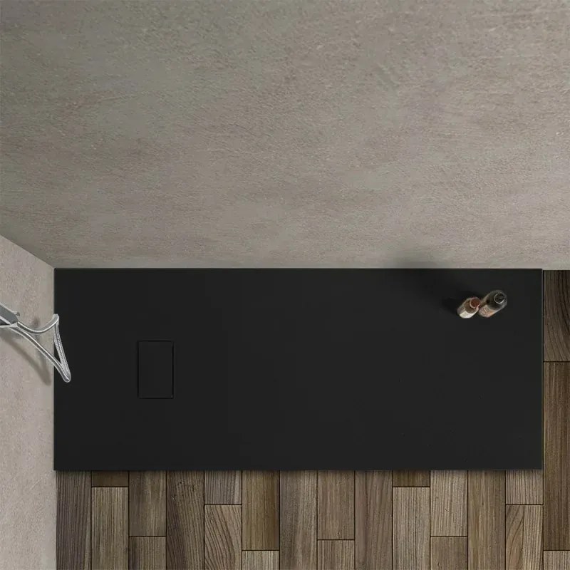 Piatto doccia 80x170 in resina nero effetto pietra riducibile Agorà