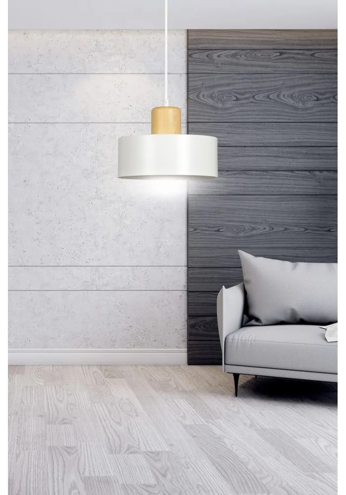 Lampadario a Sospensione in Acciaio e Legno TORIN 1 Nero/Bianco E27 Colore del corpo Bianco