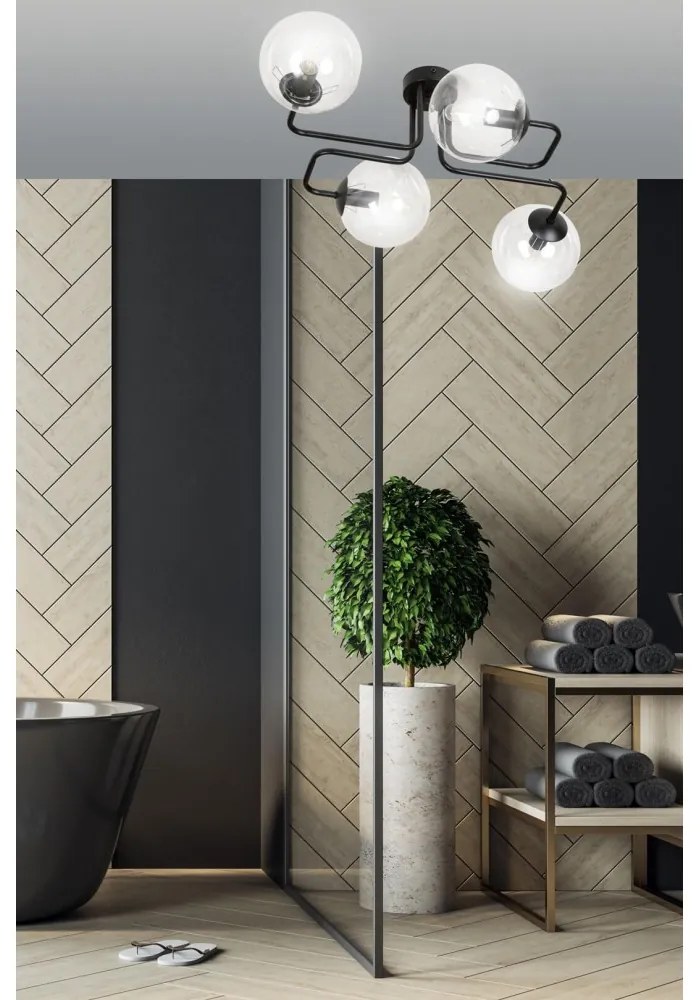 Lampadario da Soffitto BRENDI 4 in acciaio e vetro 4xE14 Colore delle Sfere Trasparente