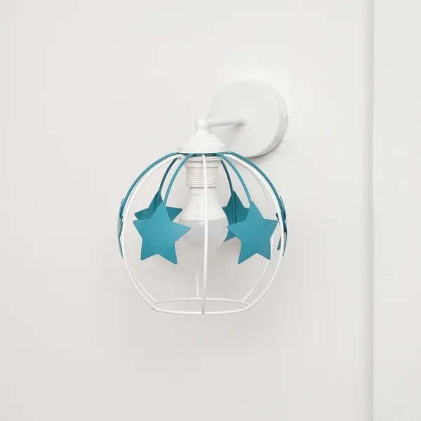 Applique per bambini STARS 1xE27/15W/230V turchese/bianco