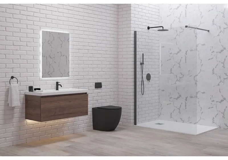Kamalu - Parete doccia walk in 70 cm con profilo gun metal | KW-100GM