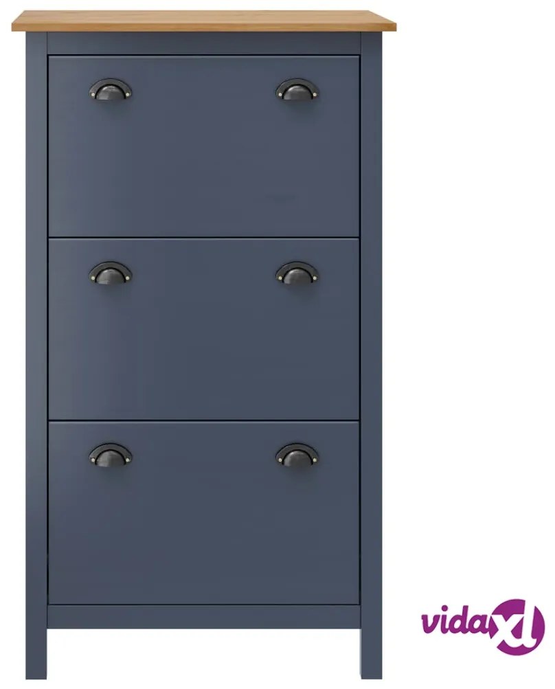 vidaXL Scarpiera Hill Grigia 72x35x124 cm Legno Massello di Pino