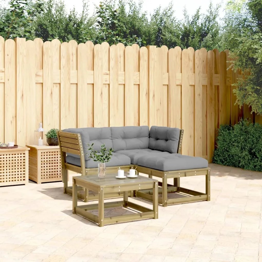 Set divani da giardino 3pz con cuscini legno impregnato di pino