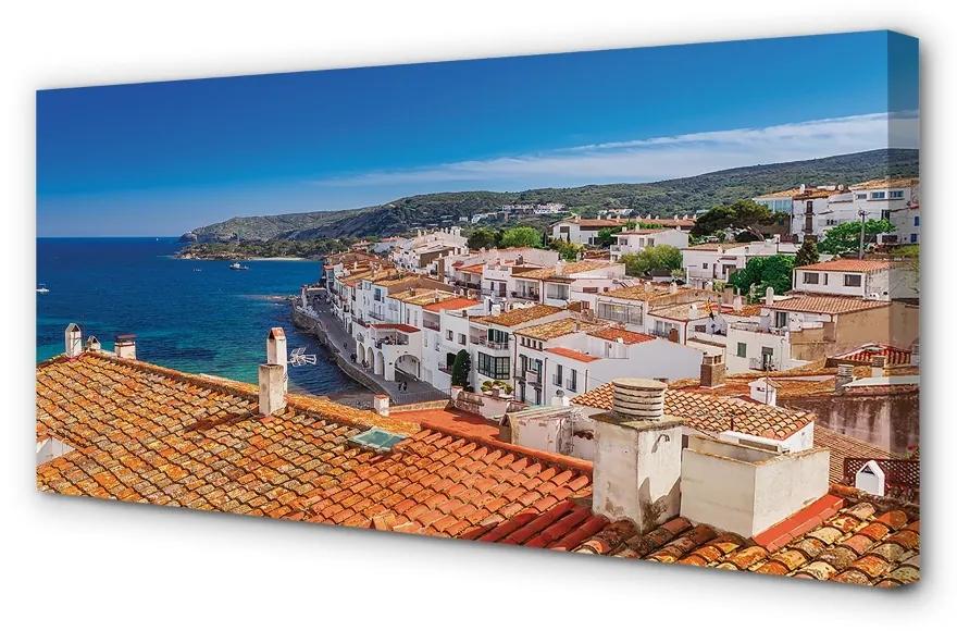 Quadro su tela Montagne del mare della città della Spagna 100x50 cm