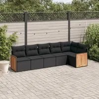 Set Divano da Giardino 6 pz con Cuscini Nero in Polyrattan 3227665