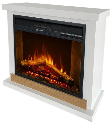 Camino elettrico da terra in legno bianco Stoccolma L75xP28xH70 cm