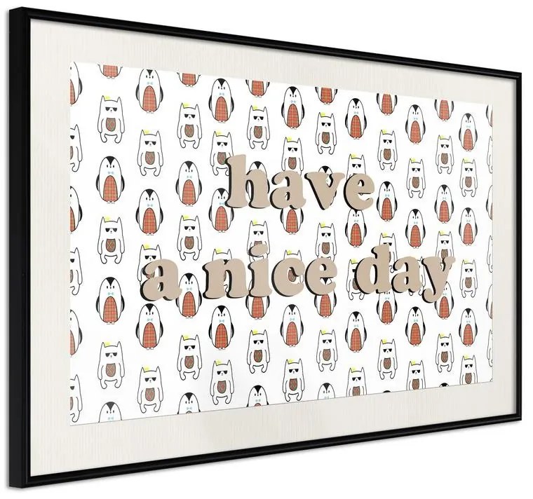 Poster  Animals Wish a Nice Day  Cornice Quadri Cornice nera con pass-partout, Larghezza x Altezza Home decor 45x30