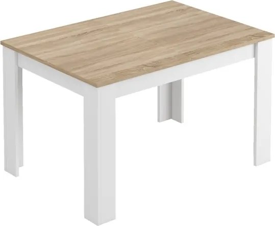 Tavolo allungabile da pranzo rettangolare in legno 140-190x90 cm Kendra Rovere/Bianco