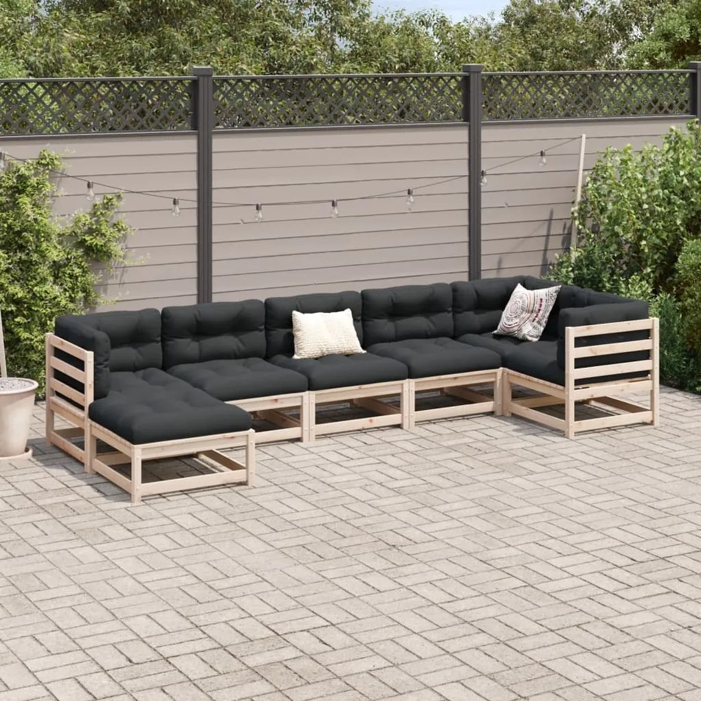 Set divani da giardino 7 pz in legno massello di pino