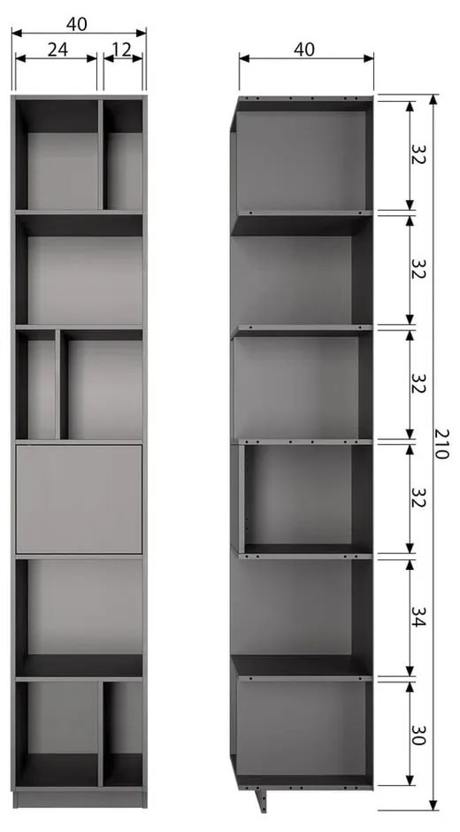 Libreria modulare in legno di pino nero 40x210 cm Finca - WOOOD