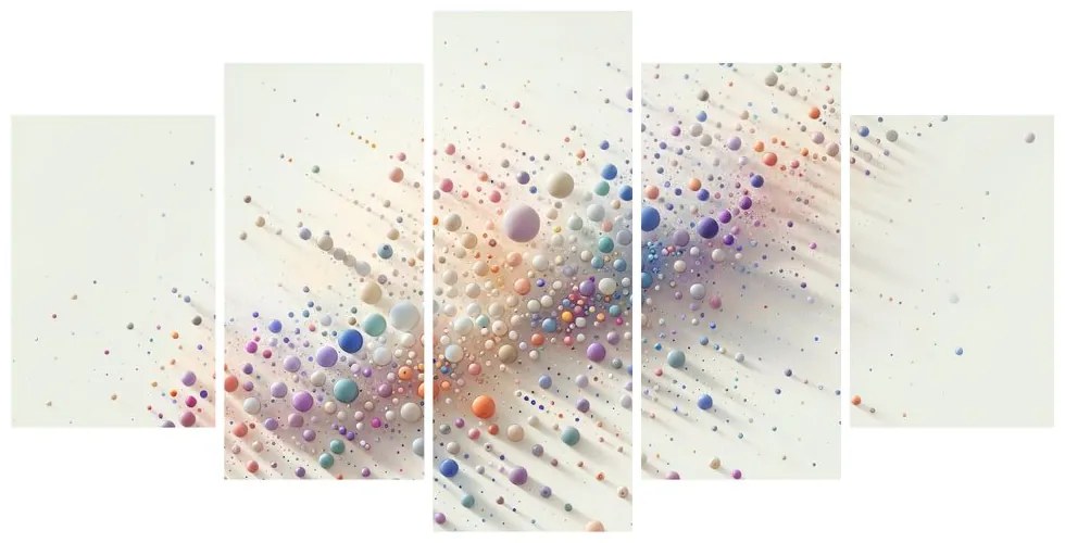 Quadri 5 pezzi – Bolle colorate nel vortice di luce e ombra
