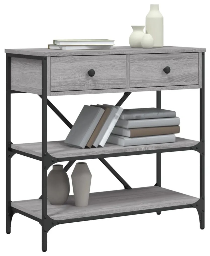 Tavolino consolle grigio sonoma 75x34,5x75cm legno multistrato