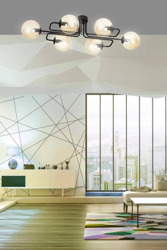 Lampadario da soffitto BRENDI 6 in acciaio e vetro 6xE14