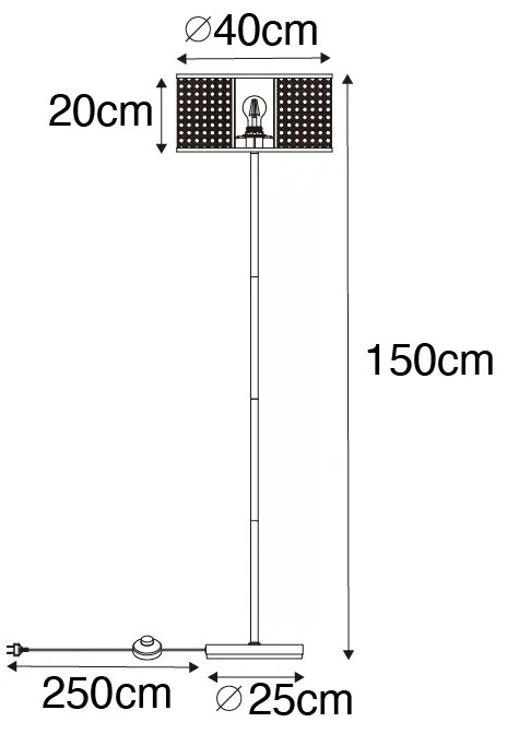 Lampada da terra orientale bianca con rattan 40 cm - Akira