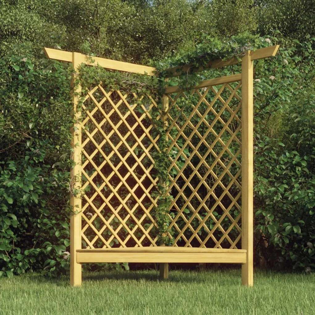 Pergola Angolare Con Panca 166x81x174 Cm Legno Pino Impregnato /