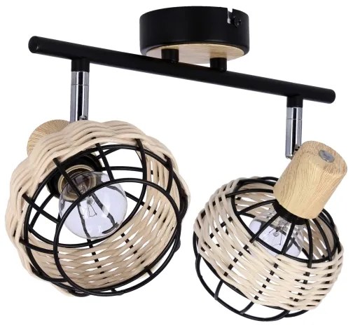 Faretto TAJGA 2xE14/40W/230V rattan/nero