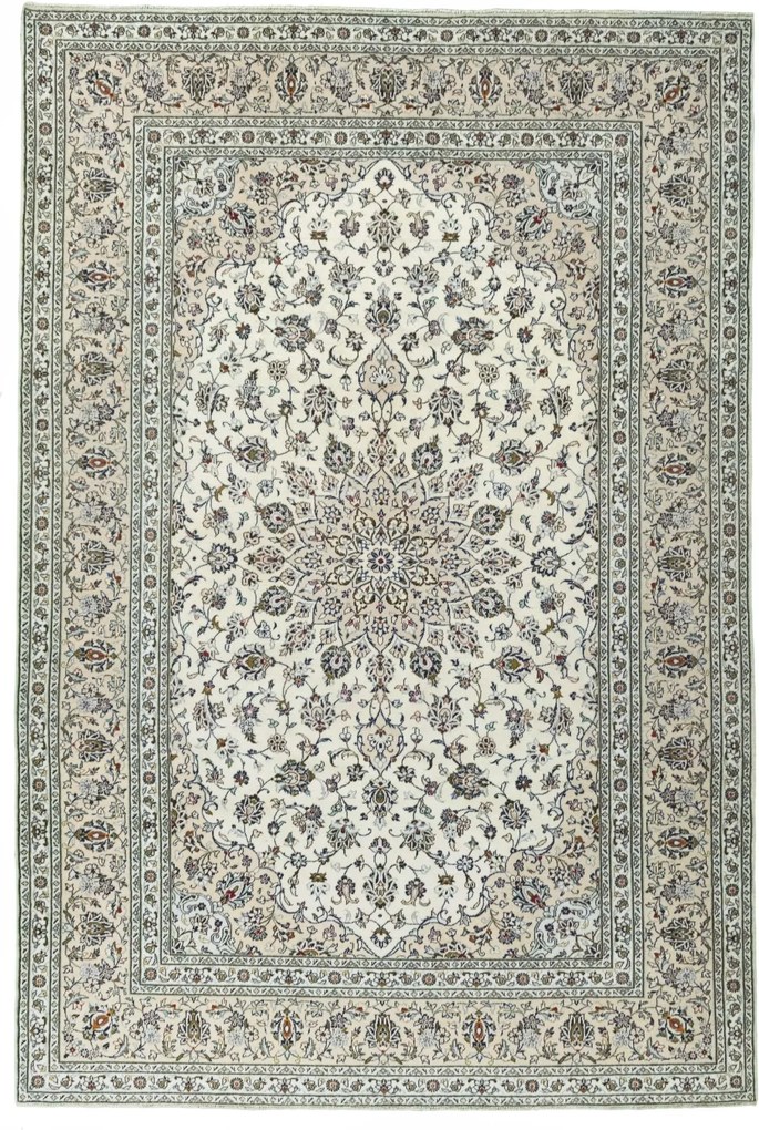 Kashan Tappeto 240 x 360 Beige (Iran) Annodato A Mano
