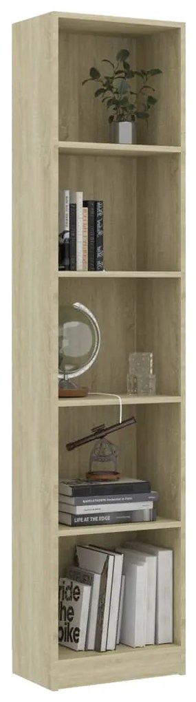 Libreria 5 ripiani rovere sonoma 40x24x175 cm legno multistrato